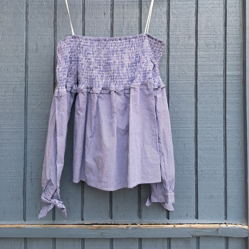 NWT Off the shoulder Gingham Blouse
